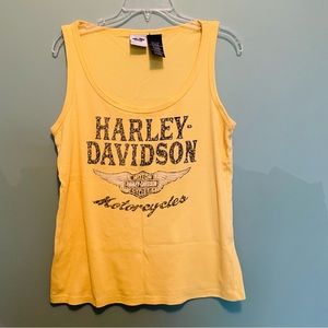 Harley Davidson, ladies tank top yellow with sparkly letters